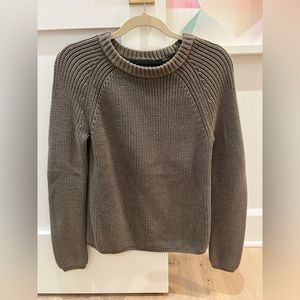 Jenni Kayne Cotton Fisherman Sweater in Olive Green XS